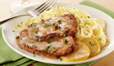 Easy Weeknight Dinners from Land O Lakes Pork Piccata, Piccata Recipe, Pork Dinner, Pork Cutlets, Land O Lakes, Fast Dinners, Boneless Pork, Pork Chop Recipes, Pork Dishes