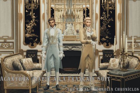 Sims 4 Royal Winter Cc, Prince Cc Sims 4, Rococo Sims 4 Cc, Sims 4 Royal Cc Clothes, Sims 4 Rococo Cc, Sims 4 Decades Challenge, Masculine Clothing, Ts4 Mods, Royal Throne