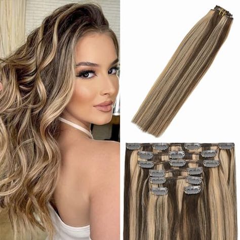 WindTouch Clip In Hair Extensions Human Hair Chocolate Brown to Dark Blonde Balayage Remy Hair 18Inch 70g #4p27 7PCS Brown To Dark Blonde Balayage, Brown To Dark Blonde, Balayage Chocolate Brown, Balayage Chocolate, Dark Blonde Balayage, Blonde Hair Extensions, Human Hair Clip Ins, Beauty Finds, Dark Blonde Hair