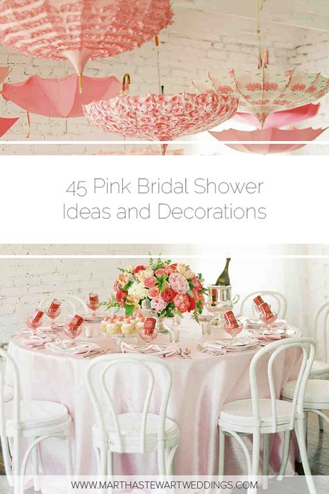 Pale Pink Bridal Shower Ideas, Blush And White Bridal Shower Ideas, Showered With Love Bridal Shower Theme, Preppy Bridal Shower Ideas, Pink Bridal Shower Tablescape, Pretty Bridal Shower Ideas, Bridal Shower Tablescape Ideas, Bright Pink Bridal Shower Ideas, Roses And Rose Bridal Shower Theme