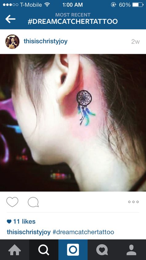 Small dreamcatcher Small Dream Catcher Tattoo Behind Ear, Dream Catcher Tattoo Behind Ear, Dreamcatcher Tattoo Behind Ear, Dreamcatcher Tattoos, Tattoo Behind Ear, Side Neck Tattoo, Neck Tattoos Women, Small Dream Catcher, Dream Catcher Tattoo