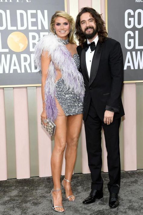 Heidi Klum and Tom Kaulitz attend the 2023 Golden Globes Heidi Klum And Tom, Golden Globes 2023, Tom Y, Leni Klum, Tom Kaulitz, Tokio Hotel, Heidi Klum, Big Time, Silver Dress