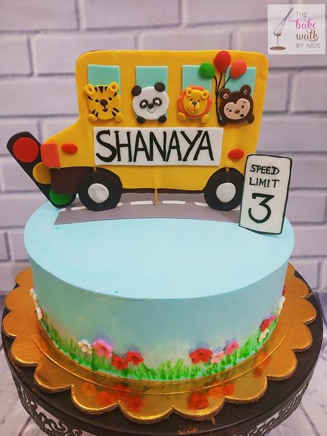 Wheels on the bus theme Wheels On The Bus Cake Topper, Wheels On The Bus Birthday Cake, Wheels On The Bus Birthday Party Cake, Bus Theme Cake, Wheels On The Bus Cake, 2nd Birthday Cake Girl, Cars Cake Design, Bus Cake, Pastel Rainbow Cake