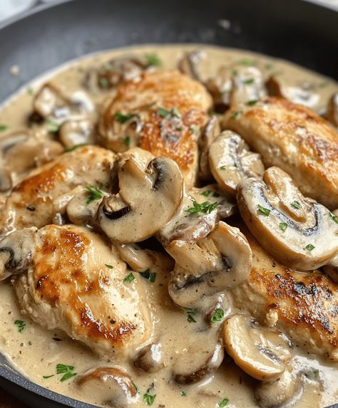 Enjoy a quick and delicious Creamy Mushroom Chicken recipe packed with tender chicken and rich mushroom sauce in under 30 minutes. Chicken Creamy Mushroom Sauce, Easy Chicken And Mushrooms, Recipes With Mushrooms And Chicken, Baked Chicken Mushroom, Chicken And Mushrooms Recipes, Chicken Mushroom Sauce, Mushroom Chicken Recipes, Cream Of Chicken Recipes, Chicken And Mushroom Skillet