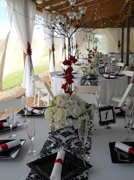 Black And Red Wedding Ideas, Black White Red Wedding, Black White And Red Wedding, White Red Wedding, White And Red Wedding, Black And Red Wedding, Red Wedding Ideas, Red Wedding Decorations, Red And White Weddings