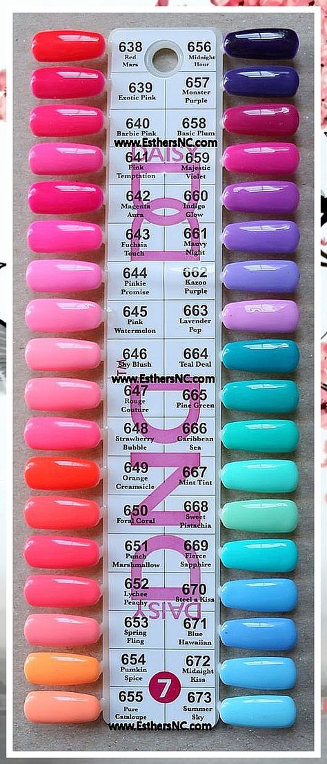 Best gel nail polishes for a long-lasting manicure without the damage Daisy Nail Polish Colors, Dnd Polish Swatches, Dnd Gel Polish Swatches, Dnd Daisy Gel Polish Colors, Dnd Nail Colors Gel Polish Swatches, Dnd Gel Nail Polish Ideas, Dnd Gel Swatches, Dnd Pastel Colors, Dnd Nails Gel Polish