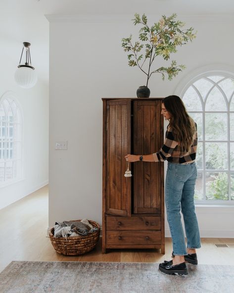 If you're looking to stretch your budget but don't want to build from scratch, staining unfurnished wood furniture is a great place to start. Grey Vase, Unfinished Wood Furniture, Blue Gray Paint Colors, Unfinished Furniture, Blue Gray Paint, Grey Vases, Wood Armoire, Deck Paint, Round Accent Table