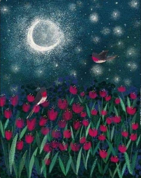 Naive Art Extraordinaire | ~ Artist Joy Laforme Joy Laforme Illustration, Elephant Doodle, Joy Laforme, New York Painting, Naive Illustration, Silhouette Painting, Night Moon, Good Night Moon, Seasons Art