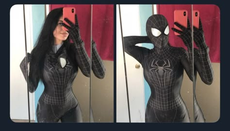 Black Spiderman Costume, Spider Girl Costume, Spiderman Halloween Costume, Black Spider Man, Spider Man Costume, Spiderman Outfit, Future Costume, Bandana Girl, Supergirl Cosplay