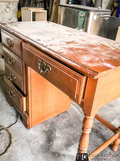 Refinished Desk, Small Vintage Desk, Upcycle Desk, Refurbished Desk, Desk Makeover Diy, Desk Redo, Office Diy, Going Through A Divorce, Sewing Desk