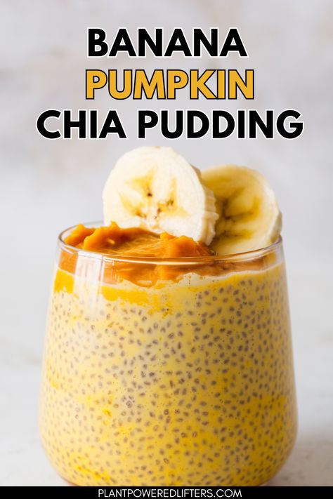 This is an easy-to-make and healthy banana pumpkin chia seed pudding. It's perfect as a vegan breakfast or vegan dessert. If you're looking for a new chia seed pudding recipe, this is the one to check out! Pumpkin Chia Seed Pudding, Banana Chia Seed Pudding, Pumpkin Chia Pudding, Frozen Pudding, Chia Seed Pudding Recipe, Chia Seed Recipes Pudding, Pumpkin Banana, Healthy Banana, Sweet Pumpkin