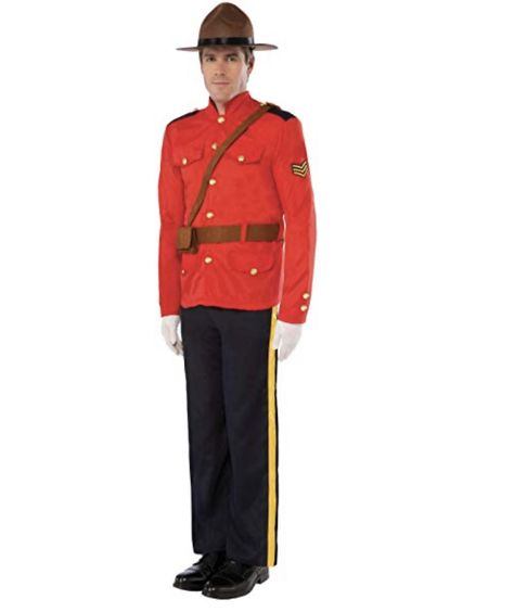 Canadian Costume, Belt With Pouch, Canadian Mountie, Police Halloween Costumes, Jacket Belt, Collage Diy, Black Halloween Dress, Yellow Pants, Halloween Dress