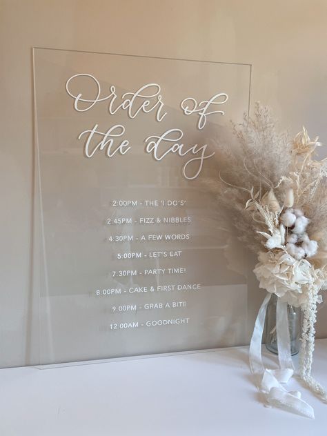 Acrylic Wedding Order of the day sign Acrylic Wedding Program Sign, Order Of The Day Sign, Wedding Program Sign, Order Of The Day Wedding, Acrylic Wedding Sign, Wedding Lookbook, Wedding Ceremony Signs, Wedding Itinerary, Hand Painted Wedding