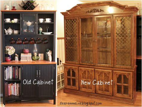 China Cabinet Turned Farmhouse Style Pantry Cabinet As Pantry, China Cabinet Pantry, Stand Alone Kitchen Pantry, China Cabinet Redo, Formal Dining Room Sets, Modular Home Plans, Dining Room Chair Slipcovers, Wood Dining Room Set, Redo Cabinets