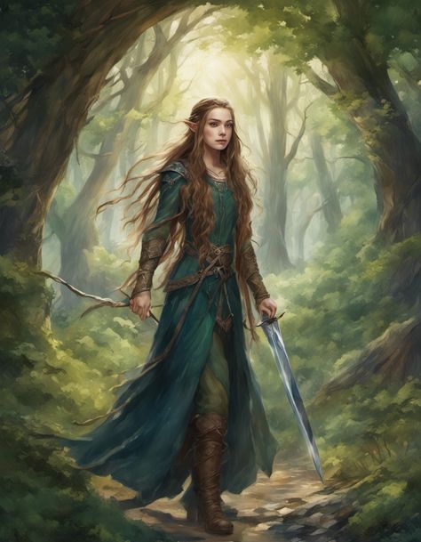 Female Legolas, Aragorn Art, Female Elf Art, Warrior Concept Art, Female Elf, Elf Art, Writing Notebook, Fantasy Pictures, Legolas