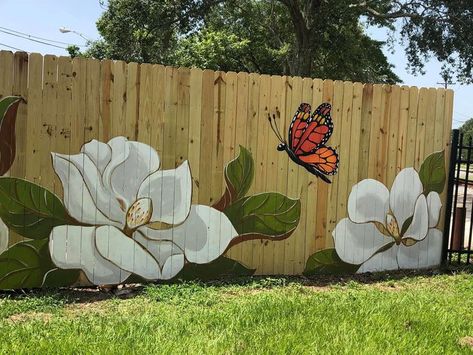 Pin by Patty Kovar on Wood Painting | Garden fence art, Garden wall art, Garden mural Backyard Fence Decor, Fence Painting, Garden Fence Art, Garden Mural, Fence Art, Fence Paint, Fence Decor, Backyard Diy Projects, Outdoor Wall Art