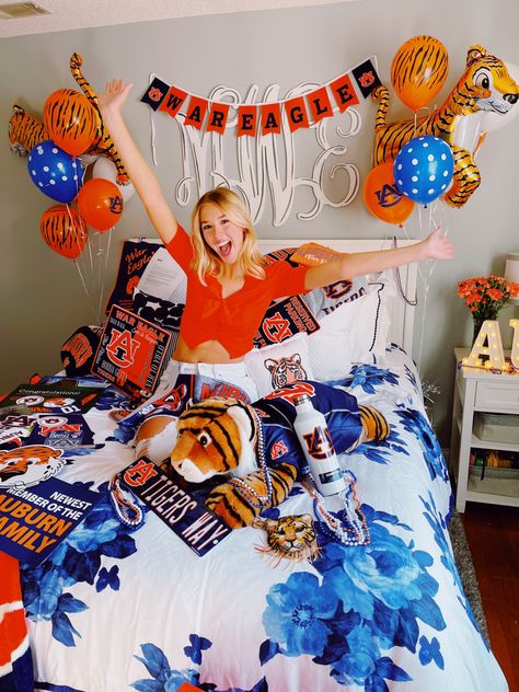 Auburn Graduation Party, Auburn Grad Party, Auburn College Aesthetic, Auburn Graduation Party Ideas, College Reveal Ideas, Auburn University Aesthetic, Auburn Aesthetic, Auburn University Dorm, Auburn Decor