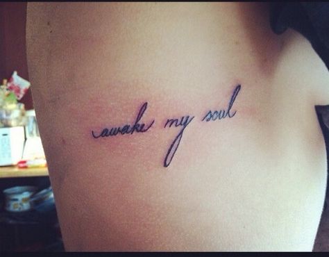 awake my soul Word Tattoos On Hand, Word Tattoos On Arm, Tattoo Word Fonts, Wrist Tattoos Words, Small Words Tattoo, Meaningful Word Tattoos, One Word Tattoos, Awake My Soul, Soul Tattoo