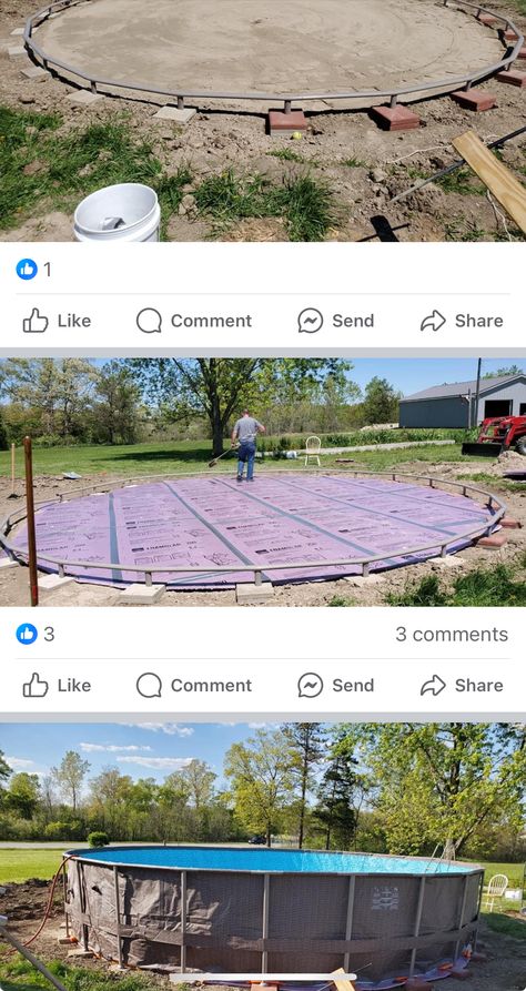 Pink foam insulation boards under above ground pool with gorilla tape at the seams Pool Setup Above Ground, Under Pool Padding Ideas, What To Put Under Above Ground Pool, Above Ground Pool Foundation, Landscape Around Above Ground Pool, Above Ground Pool Ideas On A Budget Diy, Outdoor Pool Area Above Ground, Fun Backyards, Diy Above Ground Pool Landscaping