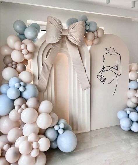 Gender Reveal Ideas With Balloons, Allestimento Gender Reveal, Exhibition Backdrop, Gender Reveal Backdrop, Baby Gender Reveal Party Decorations, Classy Baby Shower, Bridal Shower Balloons, Gender Party, Balloon Display