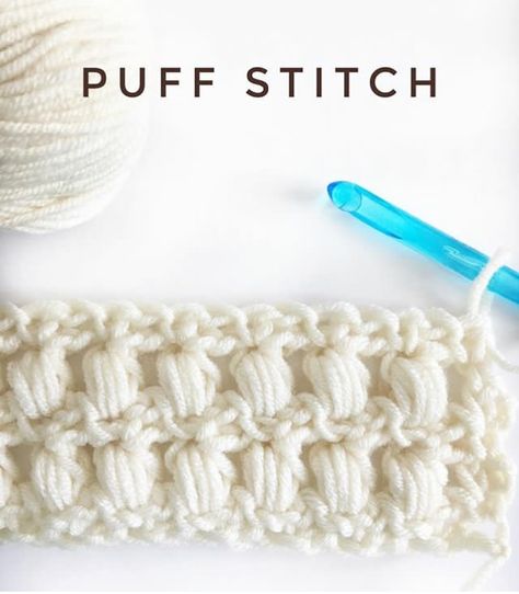 Puff Stitch Crochet Blanket Free Pattern, Daisy Farm Crafts, Puff Stitch Crochet, Slip Stitch Crochet, Daisy Farm, Different Crochet Stitches, Crochet Stitches Guide, Crochet Stitches Diagram, Crochet Stitches For Blankets