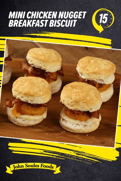 Start your day with a crowd favorite: Chicken Nugget Breakfast Biscuits. These tasty little guys deliver big flavor, and are ready faster than a trip to the drive-thru! Chicken Biscuits, Breakfast Recipes Easy Quick, Breakfast Biscuits, Chicken And Biscuits, Chicken Nugget, Favorite Chicken, Drive Thru, Chicken Nuggets, Breakfast Recipes Easy