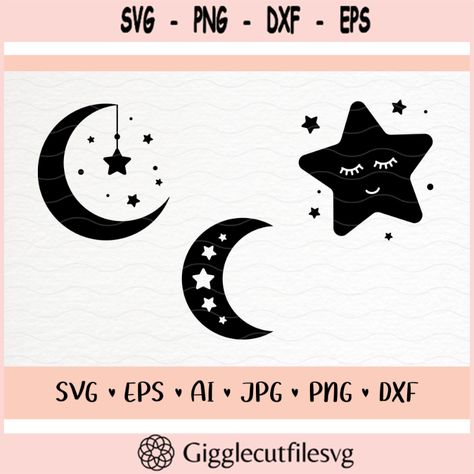 Moon And Stars Svg, Stars Svg, Star Svg, Cricut Joy, Cricut Designs, Baby Svg, Moon And Stars, Svg Files For Cricut, Svg Design