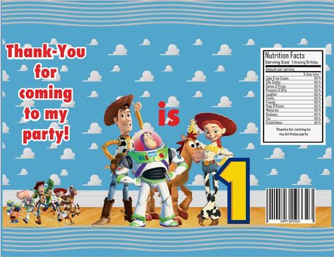 Birthday Chip Bags, Baby Birthday Decorations, Bag Template, Toy Story Birthday, Chip Bags, Birthday Decor, Baby Birthday, Chip Bag, Toy Story