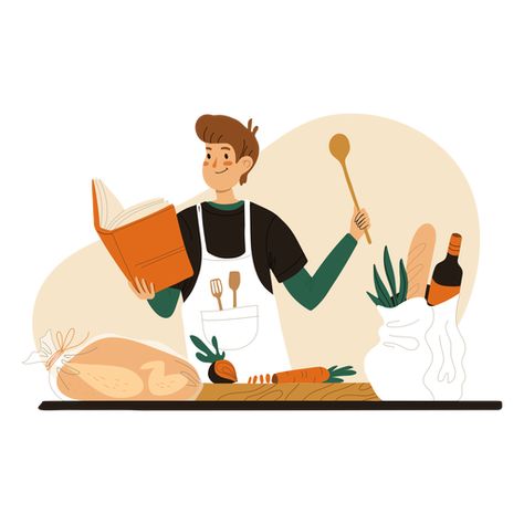 Cook reading recipe book character cook #AD , #recipe, #reading, #character, #cook, #Cook Cooking Graphic, Reading Character, Cook Illustration, Cooking Png, Cooking Aesthetic, Aesthetic Png, Mo Design, Book Character, Blogger Templates