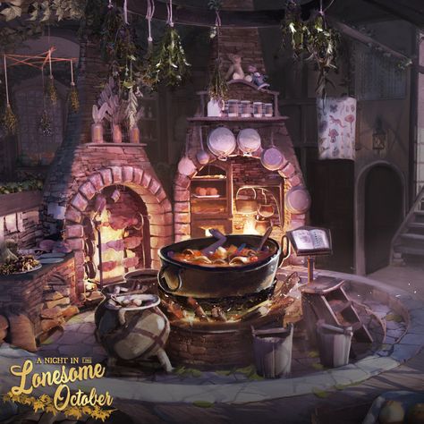 Kitchen Concept Art, Dnd Tavern, Hansel And Gretel Witch, Fantasy Kitchen, Medieval Kitchen, Roger Zelazny, Kitchen Concept, Bed Crown, Hansel And Gretel