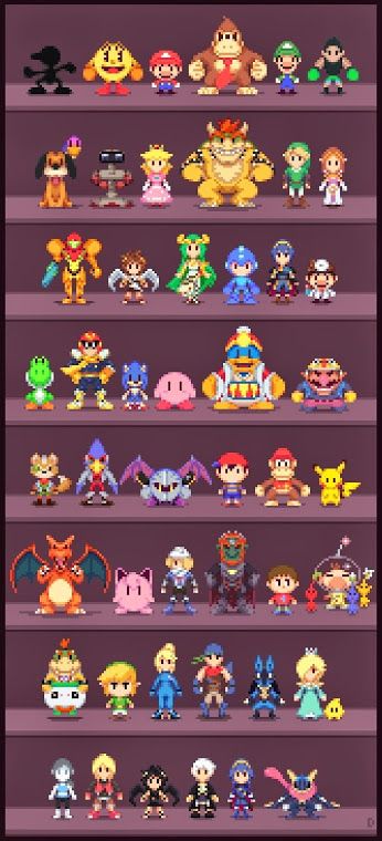 Pixelated Super Smash Bros Characters #SuperSmashBros Nintendo Super Smash Bros, Gameboy Color, Nintendo Art, Seni 3d, Mario Art, Smash Brothers, Super Smash Brothers, Space Invaders, Donkey Kong