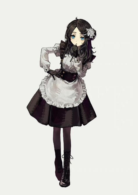 Character Design Girl, Anime Black Hair, Anime Maid, Maid Outfit, Anime Child, Female Character Design, Kawaii Girl, Handsome Anime Guys, Anime Outfits