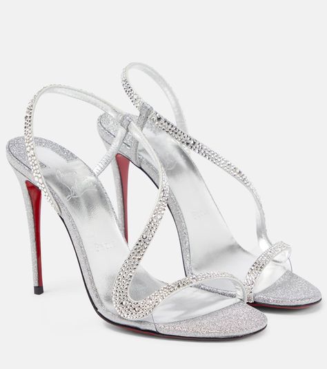 Louboutin Online, Christian Louboutin Sandals, Next Shoes, Red Louboutin, Leather Heels Sandals, Silver Sandals, Embellished Sandals, Red Heels, Silver Heels