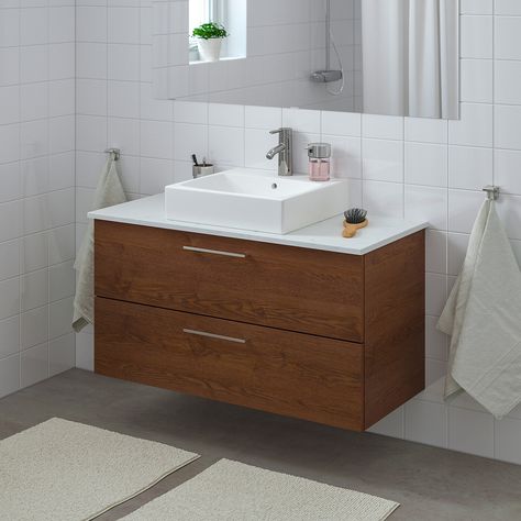 Ikea Godmorgon, Bathroom Sink Cabinets, Washbasin Design, Vanity Countertop, Laminate Countertops, Plastic Drawers, Sink Countertop, Design Line, Bath Faucet