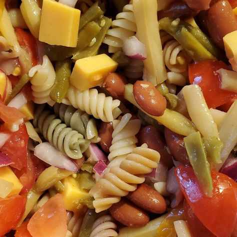 Wacky Mac Pasta Recipes, Wacky Mac Pasta Salad, 3 Bean Pasta Salad, Veggie Shapes, Sweet Salad, 3 Bean Salad, Three Bean Salad, Spiral Pasta, Mac Salad