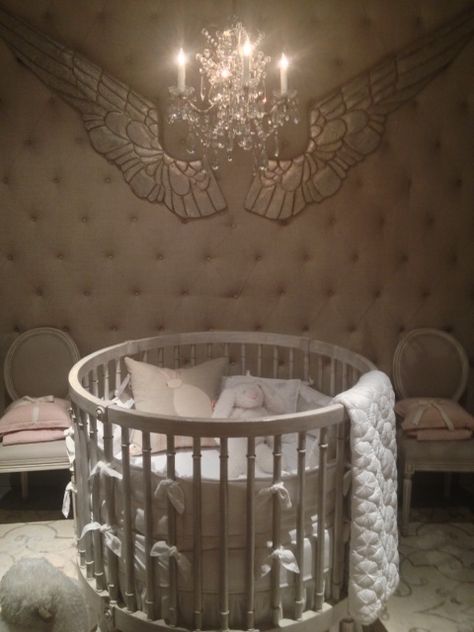 Baby & Child by Restoration Hardware - round crib...amazing Circle Crib, Round Baby Cribs, Round Cribs, Restoration Hardware Baby, Nursery Room Furniture, Upholstered Walls, Baby Nursery Furniture, Nursery Baby Room, Crib Bedding Sets