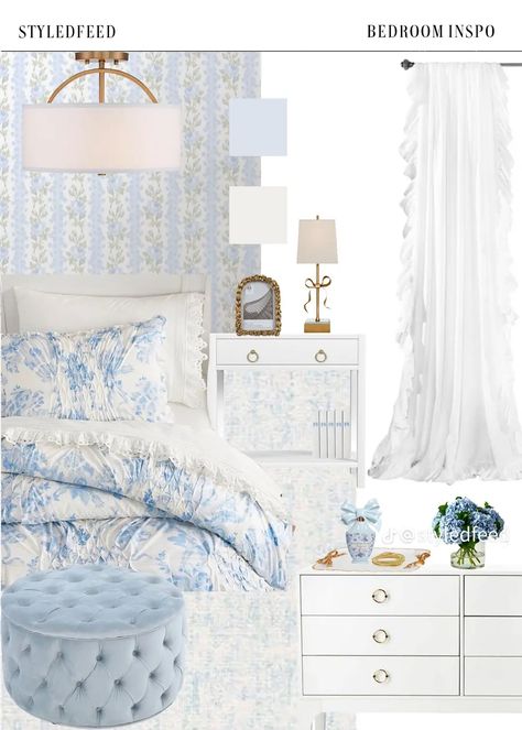 Preppy Coastal Granddaughter Bedroom, Blue Preppy Bedroom, Bedroom Decor From Amazon, Coastal Granddaughter Bedroom, Granddaughter Bedroom, Coastal Preppy Bedroom, Hamptons Style Bedrooms, France Bedroom, Hotel Bedroom Decor