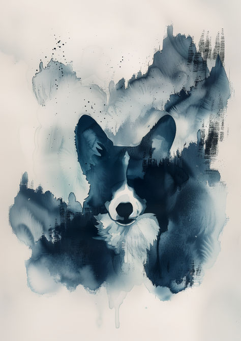 Printed on Hahnemühle German Etching paper, known for its heavy-duty texture and high-quality finish, the poster promises longevity. The paper's fine grain and the matt surface excellently complement the watercolor effects, accentuating the depth of the dark areas and the luminosity of the highlights.  Subject: Cardigan Corgi Artistic Style: Watercolour, Minimalist Composition: Welsh Corgi Cardigan Size: 29.7x42cm / 11.7x16.5" (A3) Welsh Corgi Cardigan, Cardigan Corgi, Ideas For Bathroom, Cardigan Welsh Corgi, Artistic Style, Watercolor Effects, Welsh Corgi, Impressionism, Etching