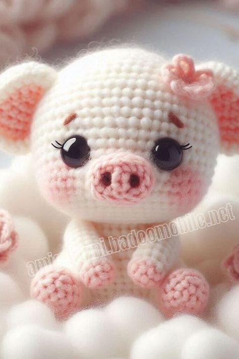 Amigurumi Crochet Piglet Free Pattern-1 Chenille Amigurumi Free Pattern, Crochet Piglet, Crochet Farm Animals, Faith Crafts, Crocheted Animals, Crochet Monkey, Crochet Pig, Crochet Patterns Free Beginner, Crochet Panda