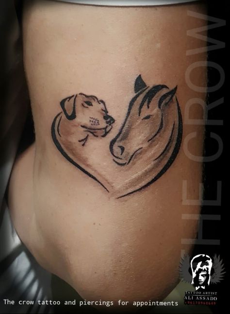 Horse And Dog Tattoo, Dog And Horse, Tattoo Horse, Mum Tattoo, Horse And Dog, Crow Tattoo, Meaningful Tattoos For Women, Horse Heart, Horse Tattoo