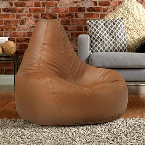 Black Leather Pillow, Leather Bean Bag Chair, Bean Bag Lounge, Sofa Bean Bag, Bean Bag Seats, Fireplaces Layout, Leather Bean Bag, Cool Bean Bags, Bean Bag Cover