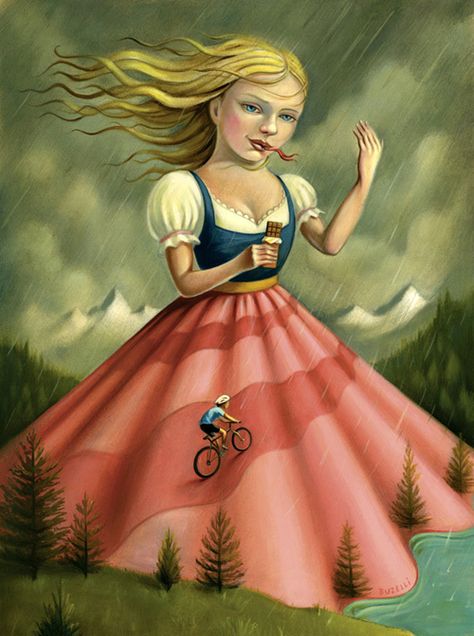 Chris Buzelli - Editorial Chris Buzelli, I Want To Ride My Bicycle, Lowbrow Art, The Nest, Pop Surrealism, Surreal Art, Art Toy, Animal Paintings, Image Gallery