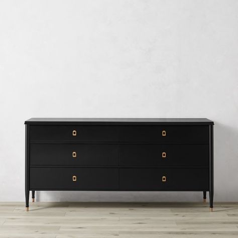 Dressers | Williams Sonoma Dining Table Guide, Black Dresser, Luxury Bedroom Furniture, Black Dressers, Wide Dresser, Six Drawer Dresser, Kids Pottery, Dovetail Joinery, Timeless Furniture