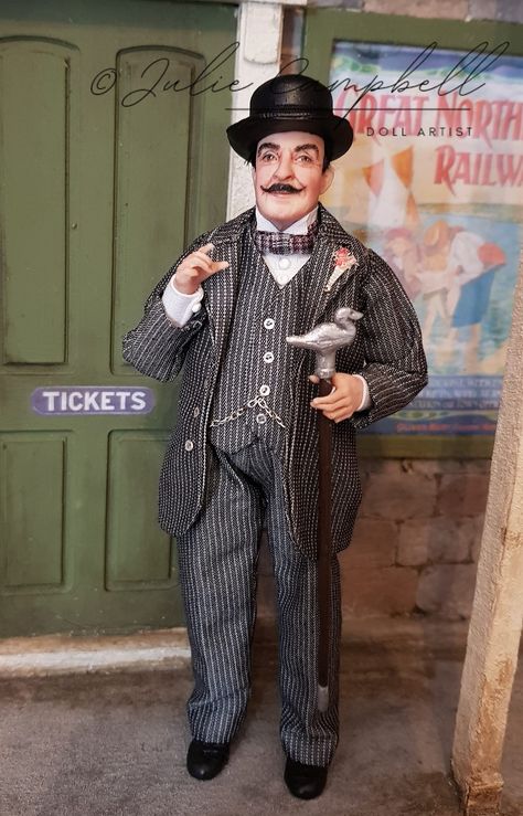 Hercule Poirot is now sold.... - Julie Campbell Doll Artist Julie Campbell, Miniature People, Hercule Poirot, Art Dolls Handmade, Dollhouse Dolls, Doll Crafts, Hercules, Dolls Handmade, Art Dolls