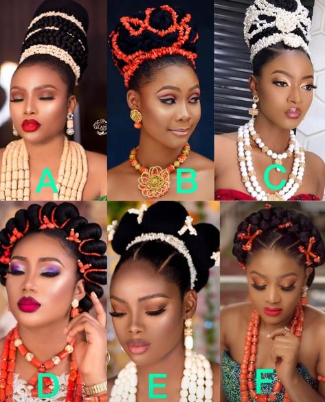 So many hairstyle options! Which one is your fave? . Hair @hairartistrybylola  . #igboweddings #igbowedding #igbo #igbobride #igboweddingsonline Bridal Traditional Hairstyle, Traditional Marriage Hairstyle, Igbo Hairstyles, Igbo Bride Traditional Weddings, Nigerian Attire, Igbo Wedding Dress, Nigerian Wedding Dresses Traditional, Igbo Traditional Wedding, Igbo Bride