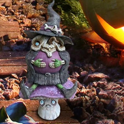 Halloween Witch Figurines Resin Witch Sculpture Garden Witch Riding Mushroom Statue Witch Sculpture Ornaments For Happy - AliExpress 15 Witch Sculpture, Witch Statue, Outdoor Witch, Mushroom Statue, Garden Witch, Witch Figurines, Scary Witch, Sculpture Decor, Witch Garden