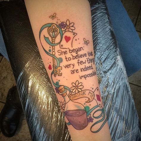 Alice In Wonderland Tattoo Sleeve, Alice In Wonderland Tattoo, Alice And Wonderland Tattoos, Believe Tattoos, Wonderland Tattoo, Foot Tattoos For Women, Tattoos For Women Flowers, Fantasy Tattoos, Alice And Wonderland Quotes