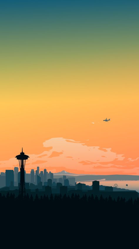 Seattle Wallpaper, Top Widgets, Silhouette Wallpaper, Rainy Wallpaper, Seattle Photography, City Silhouette, Seattle Art, Homescreen Layout, Ios Wallpapers