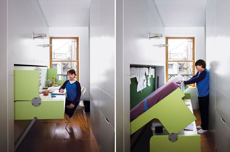 A Family of Four Squeezes into This Tiny 640-Square-Foot East Village Apartment | 6sqft Japanese Tiny Apartment, Tiny Japanese Apartment, Micro Apartment, Brooklyn Apartment, A Family Of Four, Smart Home Design, Family Of Four, Compact Living, Tiny Apartment