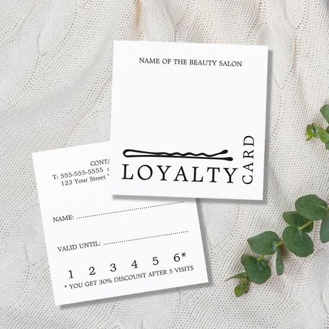 Modern Black White Hair Pins Salon Loyalty Card Design, Black White Hair, Loyalty Card, White Hair, Beauty Salon, Hair Pins, Card Design, Template Design, Created By